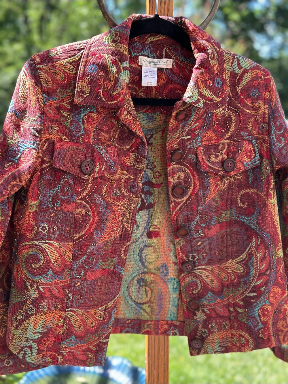Coldwater Creek Tapestry Beaded Short Unlined Jacket Estimated Size M